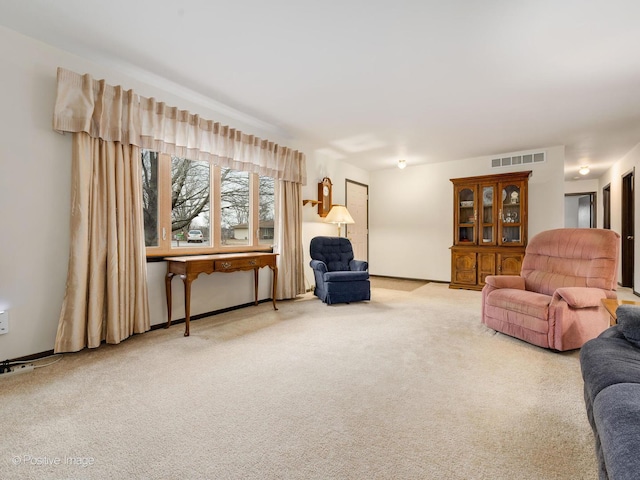 living room featuring carpet flooring