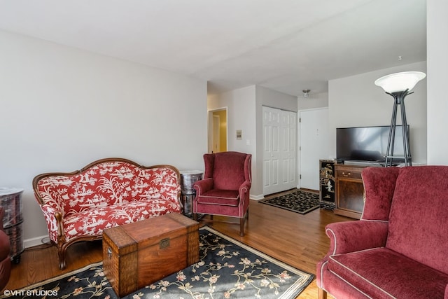 living room with hardwood / wood-style flooring