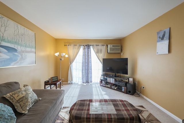 living room with a wall unit AC