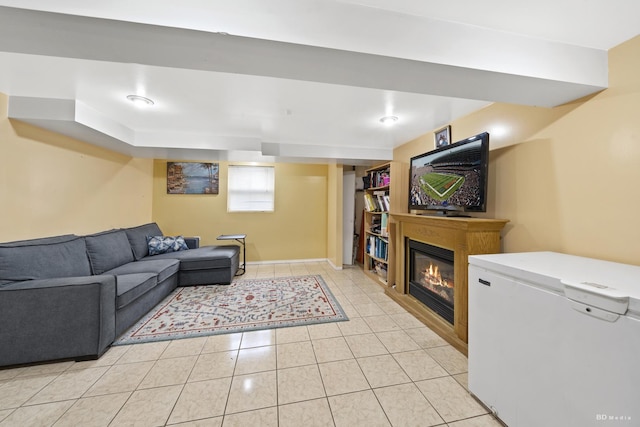 view of tiled living room