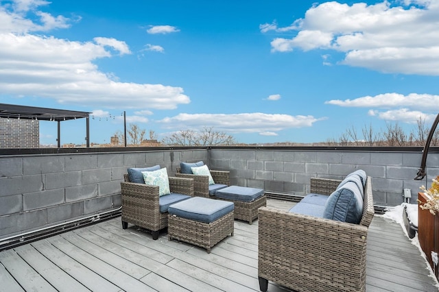 deck with an outdoor living space