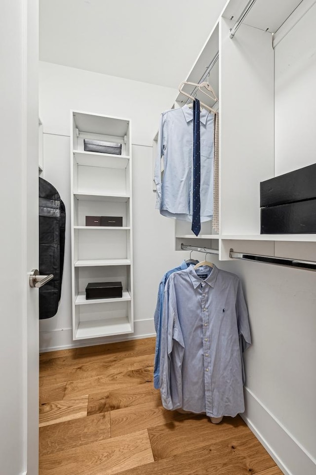 spacious closet featuring hardwood / wood-style floors