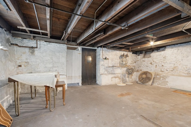 view of unfinished basement