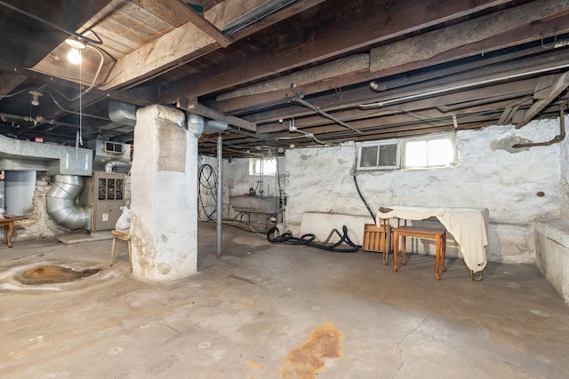 basement with visible vents and plenty of natural light