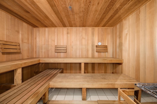 view of sauna / steam room featuring tile patterned flooring