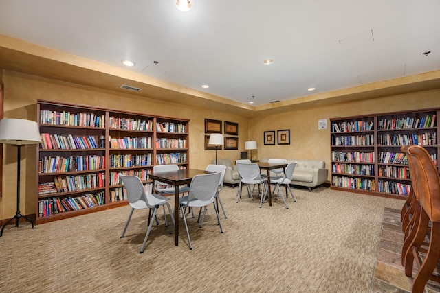 view of carpeted office space