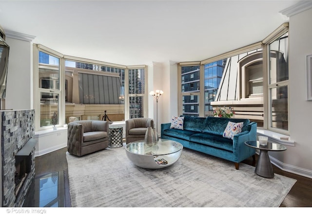 living room featuring hardwood / wood-style flooring