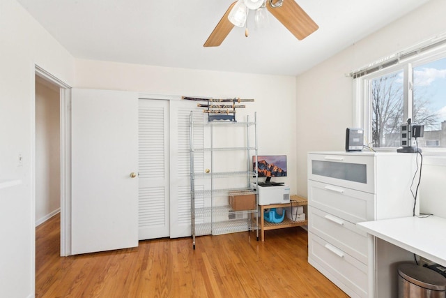 8307 N Christiana Ave Unit 2W, Skokie, IL 60076 - office featuring a ceiling fan and light wood finished floors