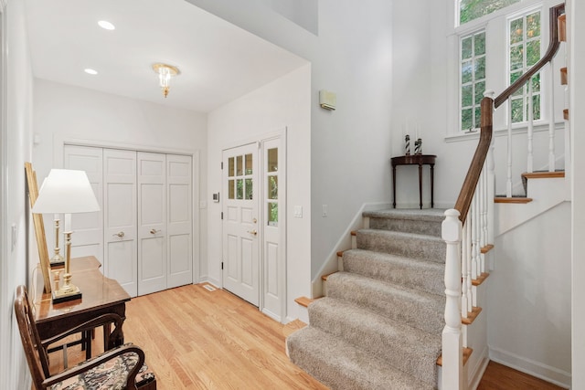 foyer featuring light wood-type flooring