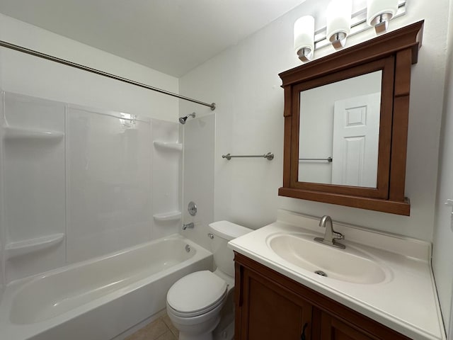 full bathroom featuring vanity, shower / bathtub combination, and toilet