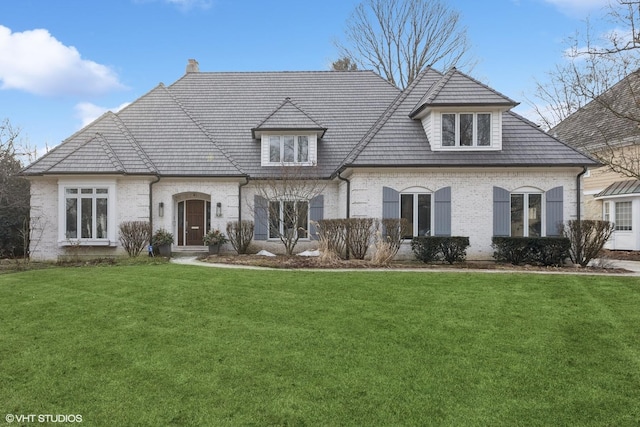 view of front of home with a front lawn