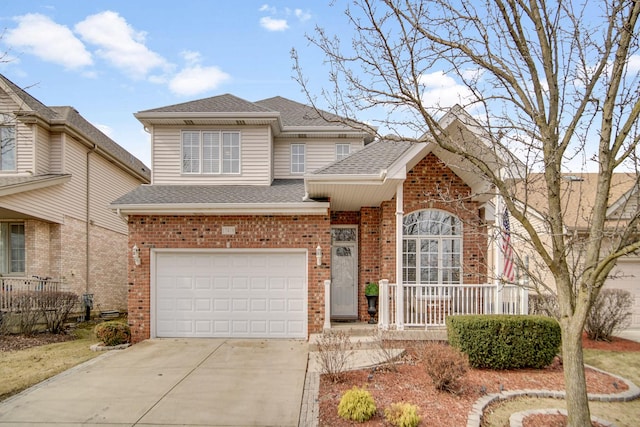 front of property with a garage