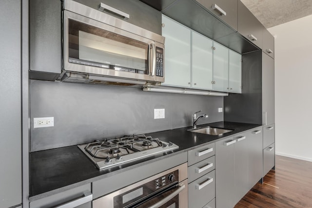 kitchen featuring dark hardwood / wood-style flooring, sink, and appliances with stainless steel finishes