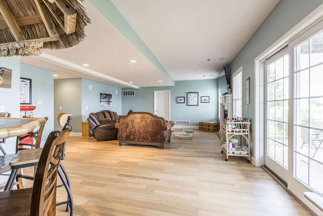 living room featuring light hardwood / wood-style flooring