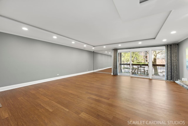 714 Walnut Dr Unit 109, Darien, IL 60561 - interior space with baseboards, recessed lighting, wood finished floors, and a raised ceiling