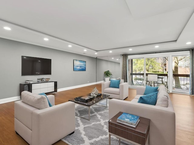714 Walnut Dr Unit 109, Darien, IL 60561 - living room featuring wood finished floors, recessed lighting, and baseboards