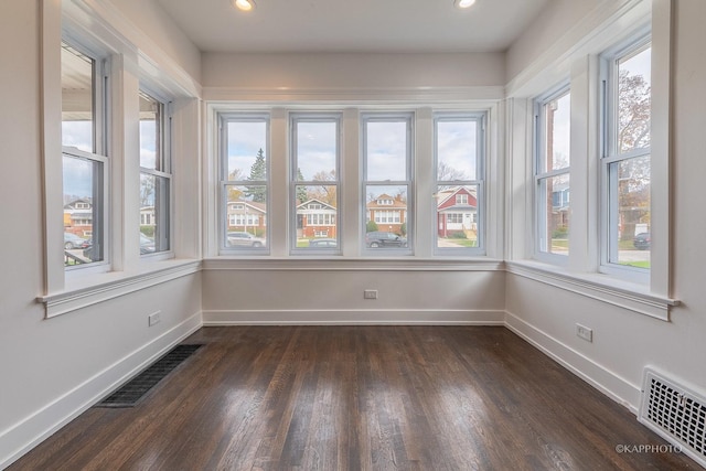 view of unfurnished sunroom