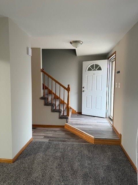 view of carpeted entrance foyer