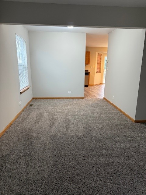 spare room featuring light carpet