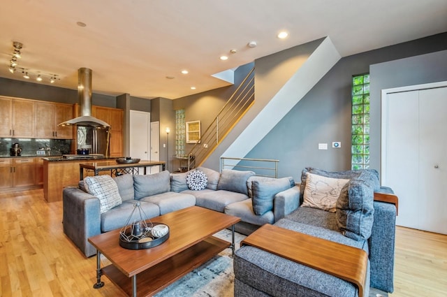 living room with light wood-type flooring