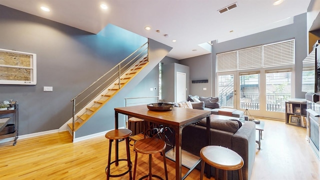 dining area featuring light hardwood / wood-style flooring