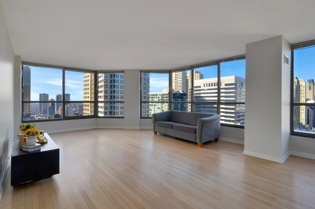 living room featuring light hardwood / wood-style flooring