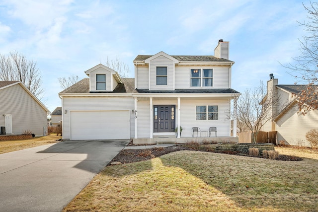 view of front of home with a front lawn and a porch