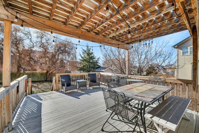 deck featuring a pergola