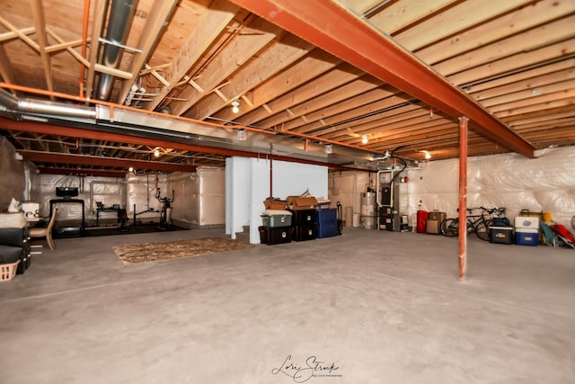 basement with water heater