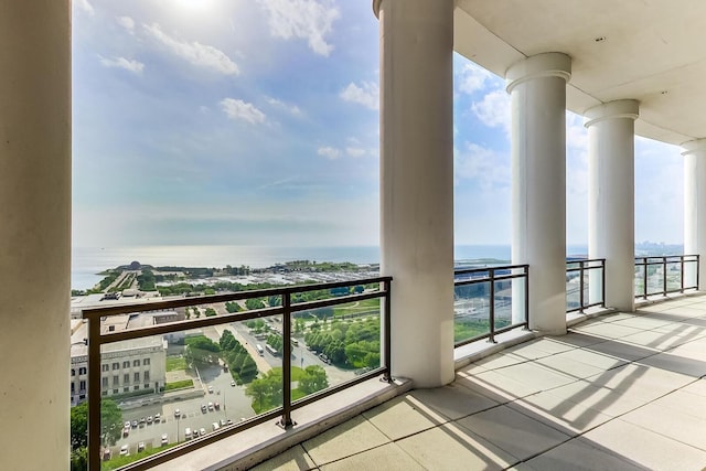 balcony with a water view