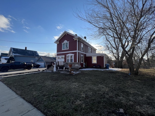 view of home's exterior with a yard