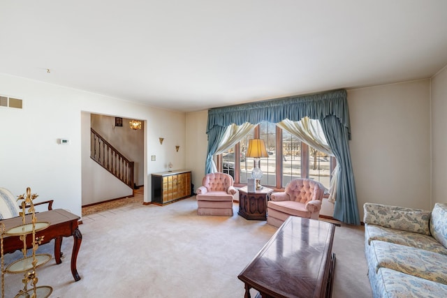 living room featuring carpet flooring