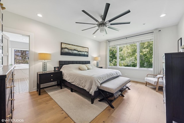 37580 N Fairfield Rd, Lake Villa, IL 60046 - bedroom with light wood finished floors, recessed lighting, a ceiling fan, and baseboards