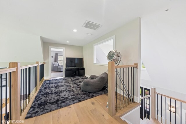 37580 N Fairfield Rd, Lake Villa, IL 60046 - hallway with an upstairs landing, wood finished floors, recessed lighting, and baseboards
