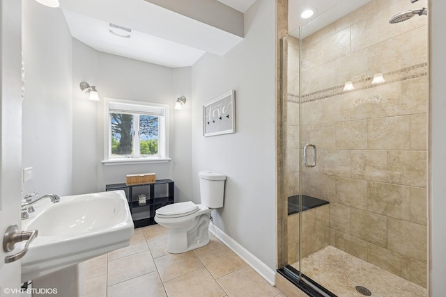 37580 N Fairfield Rd, Lake Villa, IL 60046 - bathroom with toilet, a shower stall, baseboards, and tile patterned floors
