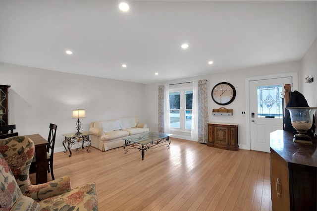 living room with light hardwood / wood-style floors