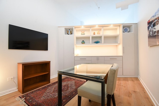 office space featuring light wood-type flooring