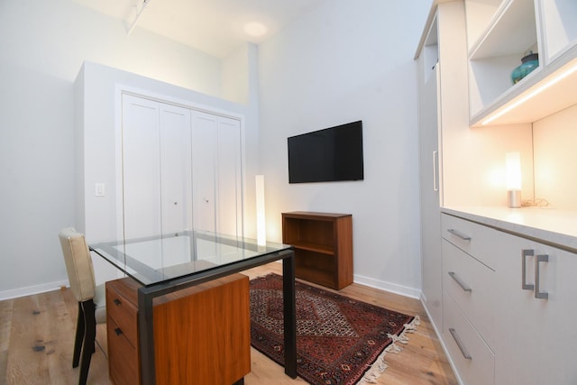 office area featuring light hardwood / wood-style floors