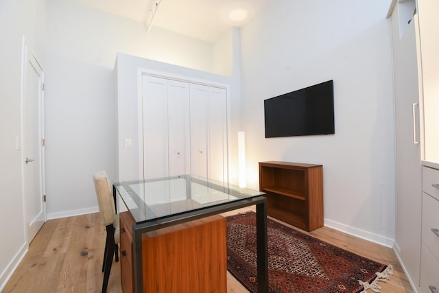 home office featuring light wood-type flooring