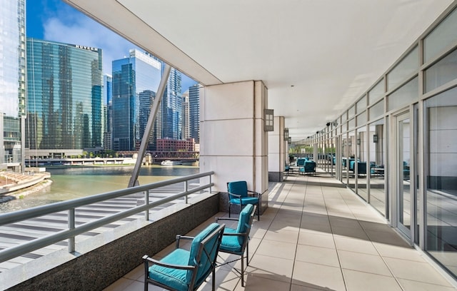 balcony with a water view