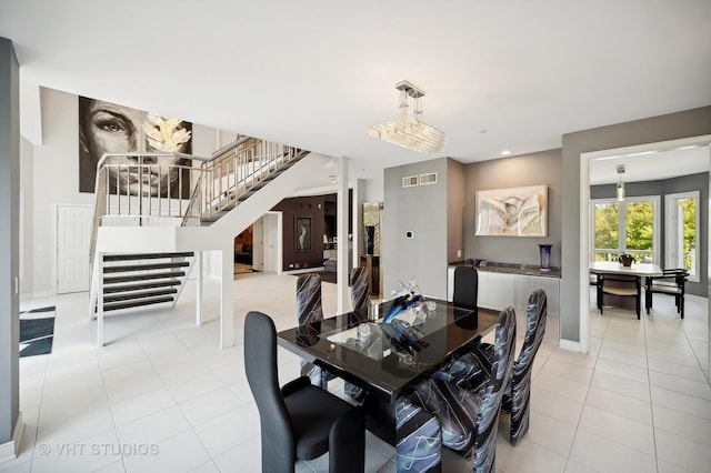 dining room featuring light tile patterned floors