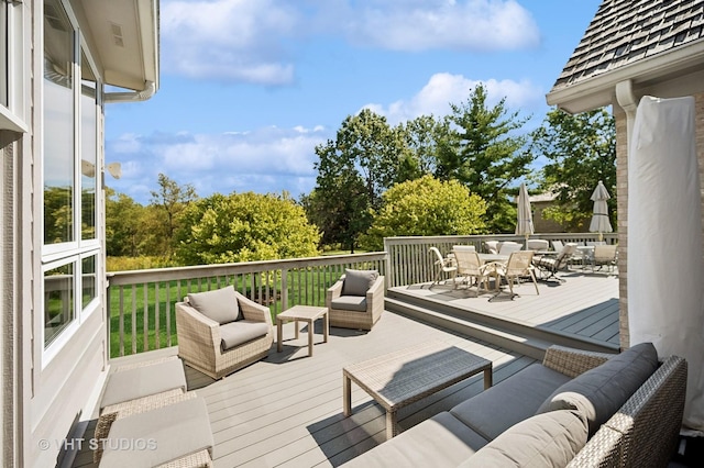 deck featuring an outdoor hangout area