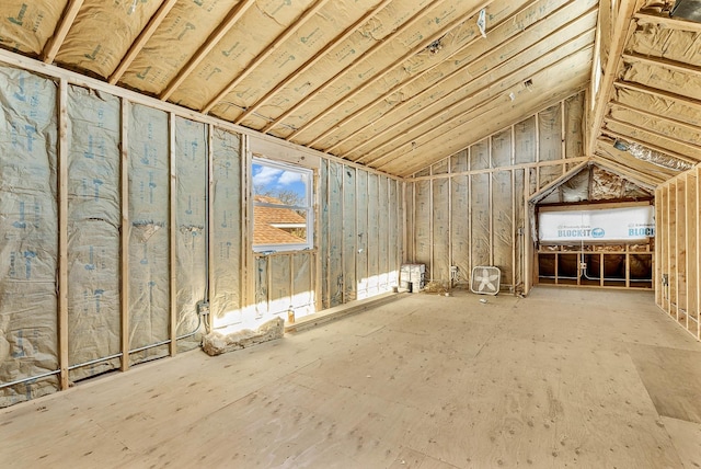 view of unfinished attic