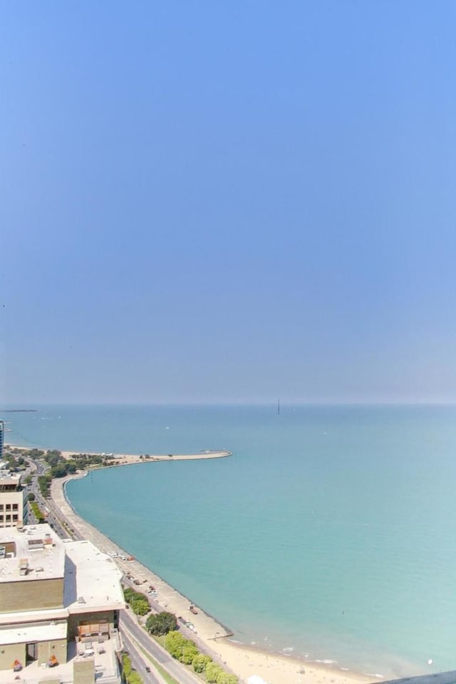 property view of water featuring a view of the beach