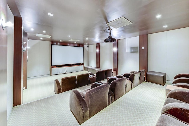 view of carpeted cinema room