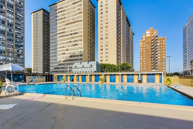 view of pool featuring a patio area