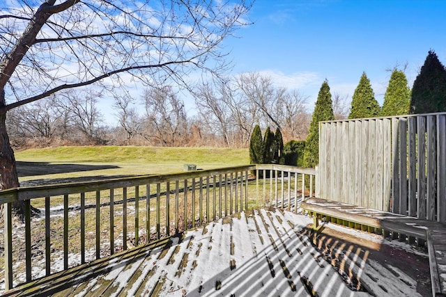 deck featuring a yard