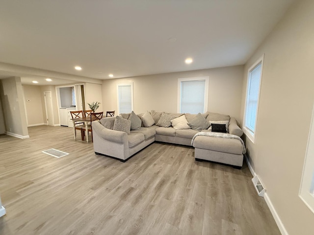 living room featuring light hardwood / wood-style floors