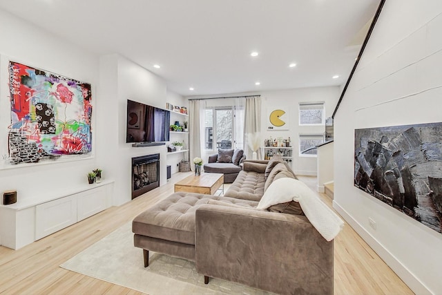 living room featuring light hardwood / wood-style flooring