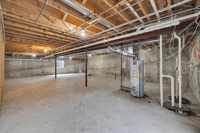 basement featuring water heater